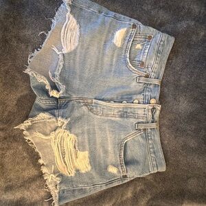 Levi's 501 Light Blue Distressed Jean Shorts